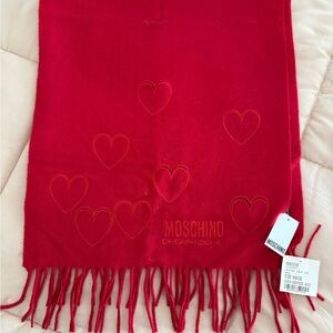 Moschino Vibrant Red Heart Scarf